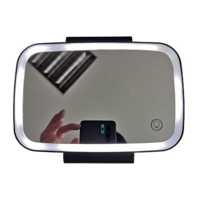 China Amazon Logo Touch Screen Adjustable Brightness LED Hot Selling Customized Lighted Light Touch Vanity Car Sun Shade Makeup Mirror for sale