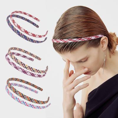 China Candygirl wholesale European and American style plaid printing elastic headbands lattice cute headband hair accessories for women for sale