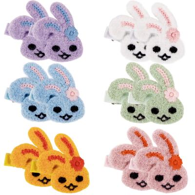 China European and American Candygirl 12pcs 6 color rabbit ear hair clips YIWU wholesale Amazon top sales rabbit rabbit ear hairpin for girl wholesale for sale