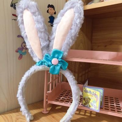 China Cute European and American Style Candygirl Plush Rabbit Ears Headband Hair Scrunchies Rabbit Ears Bow Elastic Hair Tie Women Girls Cloth Hair Ties for sale