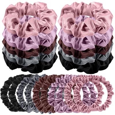 China 20pcs European and American style satin hair tie and large intestine silk elastic hair tie sets for girl women hair accessories wholesale for sale