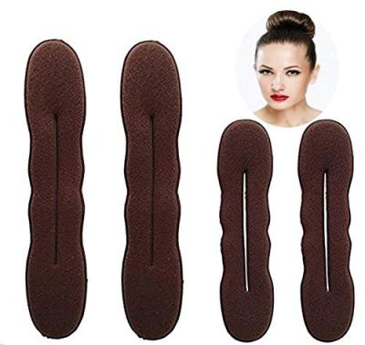 China Magic Hair Bun Maker Brown Hair European And American Style Strong Flexible Reusable Tornado Hair Bun Maker 4 Pack Foam Sponge Buns Shaper Accessories for sale