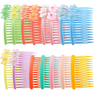 China Candygirl 15 Pcs Hair Comb With Double Butterfly And 14 Tooth Candy Color Comb Hair Clips 160-FJ-2021 Wholesale 16 Tooth Sakura for sale