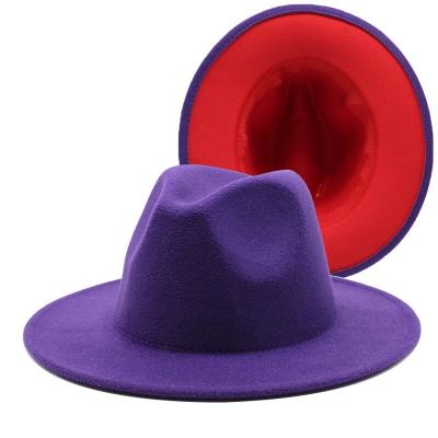 China Cheap faux character wool felt fedora hat for women and men 2 tone felt hat hat for sale