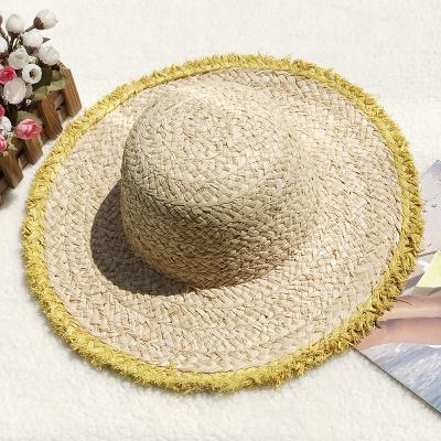 China Eco-friendly Natural Lafite Straw Hat Sunscreen Hat Fashion Sun Beach Hat For Women for sale