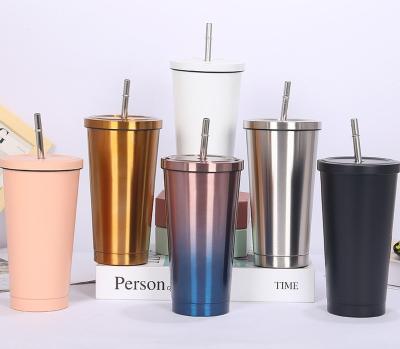 China Hot Selling Viable Stocked Customized 304 Stainless Steel Insulated Vacuum Tumbler Sublimation Mug With Straw for sale