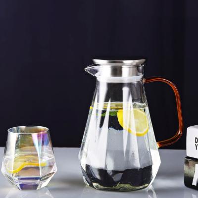 China Decanter Tea Strainer Glass Water Viable Handmade Pouring Pitcher Set Glass Jug for sale