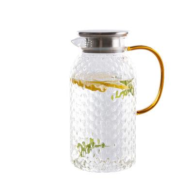 China Sustainable Maker Straight Recycled Bubble Glass Water Pitcher With Spout for sale