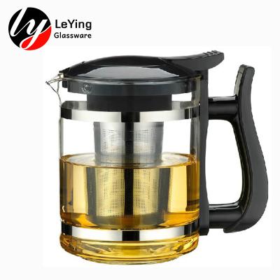 China Wholesale 1500Ml Sustainable Heat Resistant Glass Teapot With Stainless Steel Strainer for sale