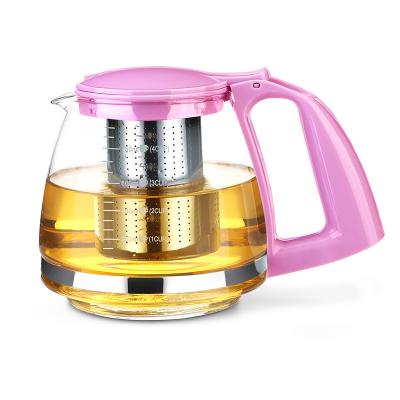 China Clear Glass Plastic Tea Pot SS Infuser Viable Hot Sale 750Ml Cheap Prices for sale