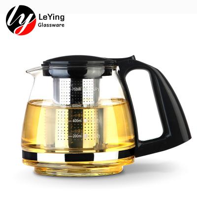 China Hot Selling Viable Pyrex Glass Heat Resistant Teapot Teapot With SS Infuser Teapot for sale