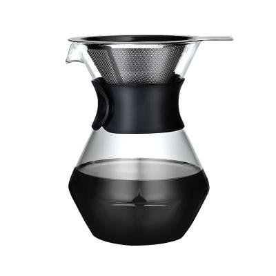 China Viable New Design High Borosilicate Glass Mini Manual Travel Portable Double Filter Coffee Maker For Single Cup for sale