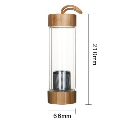 China Travel Sustainable Borosilicate Factory Price 450ml Glass Infuser Water Bottle for sale