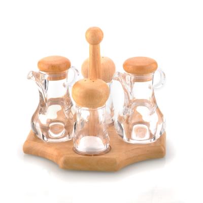 China Viable Wood And Acrylic Condiment Set Spice Set Oil Set for sale