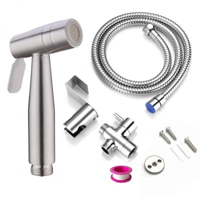 China 304 Stainless Steel Foshan ANNWA Bathroom Hidden Tank Shattaf Hose Portable Hand Held Bidet Chrome Sprayer Set For Toilet USPQ03 for sale