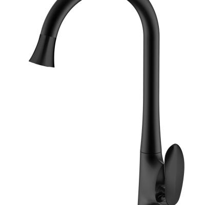 China 2021 ANNWA China Modern Brass Single Handle European Black Kitchen Faucet On Hot Sale for sale