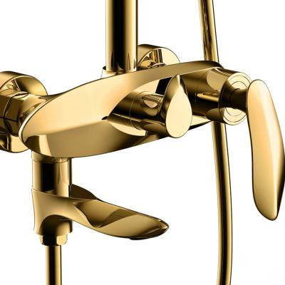 China Modern Slide Bar Gold Wall-Hung Bathroom Shower Head for sale