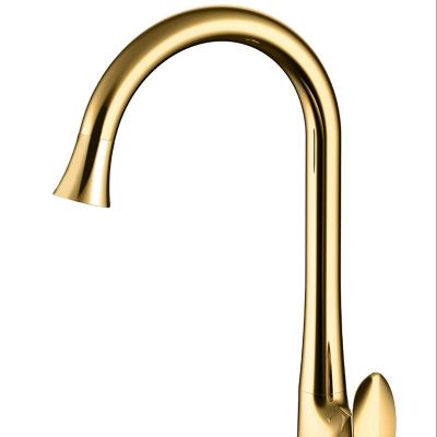 China 2021 ANNWA China Modern Brass Single Handle Gold European Kitchen Faucet On Hot Sale for sale