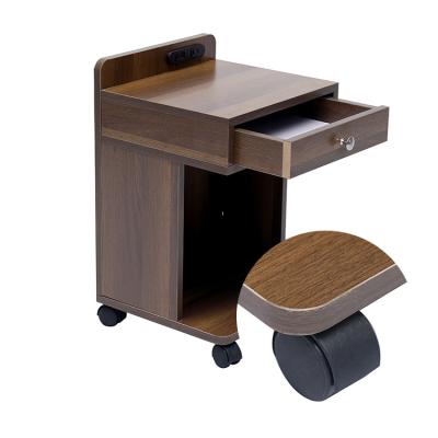 China Smart Wood Panel Cut Wood Stand Nightstand Bedside Table Bedside Table Bedroom Furniture With Wheel for sale