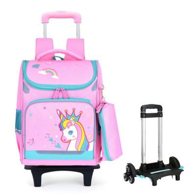 China 2021wholesale School Backpacks Children Trolley Bookbags Anti-theft Children Rolls Bags For Boys Girls Students for sale