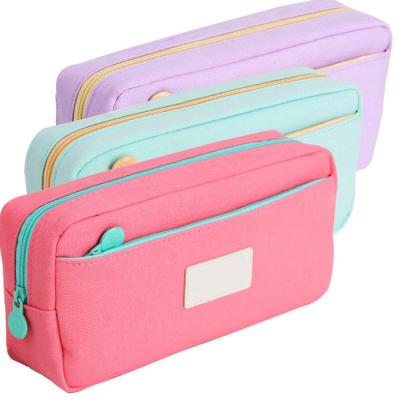 China Schools & Hot Newest Offices Pen Canvas Pouch Bag Customized Color And Logo Pencil Case Bag for sale