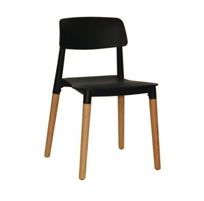 China New European Design Durable Cafeteria Modern Dining Plastic Coffee Chair Plastic Chair With Wooden Legs for sale