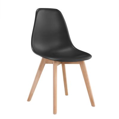 China Simple Design European Furniture Plastic Leisure Wooden Leg Dining Chairs Wholesale for sale