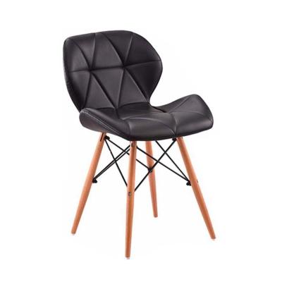 China Stylish Appearance Fashion Modern PU Cover Radar Chairs Contemporary Leather And Wood Leg Dining Chairs for sale