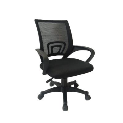 China Black Swivel (Height) Adjustable Office Furniture Mesh Chair With Leather Padded Seat for sale