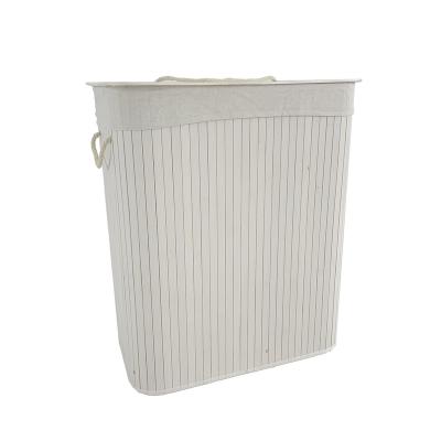 China Folding Large collapsible White color folding dirty rattan bamboo laundry basket for sundries and dirty clothes for sale