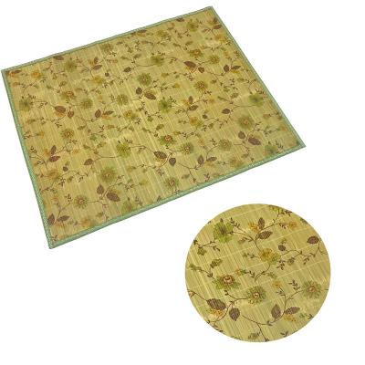 China Washable 100% Natural Bamboo Spa Bath Mat Rug with Fabric Trim for Bathroom Vanity/Living Room Entrance/Room for sale