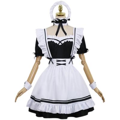 China Dance Stage Performance Coldker Cute Maid Cosplay Costume Lolita Dress Short Sleeves Color Blocked Waitress Pinafore Outfit Halloween Outfit For Girls for sale