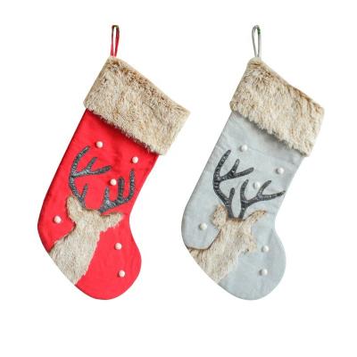 China Cloth 2022 Custom New Large Size 46cm Knit Christmas Candy Gift Socks Decoration Socks Santa Candy Bag Christmas Big Stocking Socks for sale