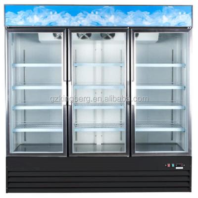 China Commercial Single-Temperature 3 Glass Door Beverage Beer Display Fridge Refrigerator Cooler with Led Light for sale