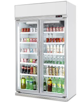 China Single-Temperature Luxury Straight Double Door Refrigerator Display Glass Bottle Cooler for sale