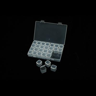 China Wholesale Simple Clear Material Transparent Nail Art Jewelry Storage Box Grid 7 Jewelry Package Tiers 28 Grid Storage Desktop Finishing for sale