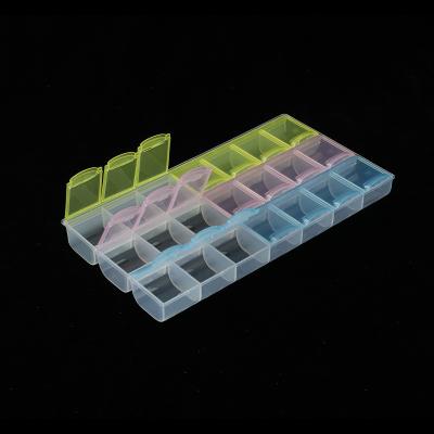 China Modern New Design Colorful Plastic Storage Box with 21 Grids for Mosaic Embroidery Accessories Painting Storage Container for sale