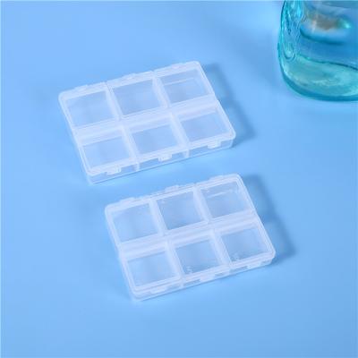 China 6 Grids Transparent Plastic Medicine Box With Double Bead Portable Storage Small Braille Medicine Storage Independent Cover Rice YX-003 004 for sale