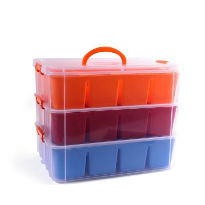 China Storage Sundries 3 Layers Of Toy Box Transparent Plastic Storage Box With 9 Compartments For Supermarket for sale