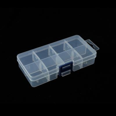 China 8 Grid Viable Detachable Rectangular Clear Portable Plastic Box Medicine Box Nail Jewelry Tool Packaging Desktop Storage for sale