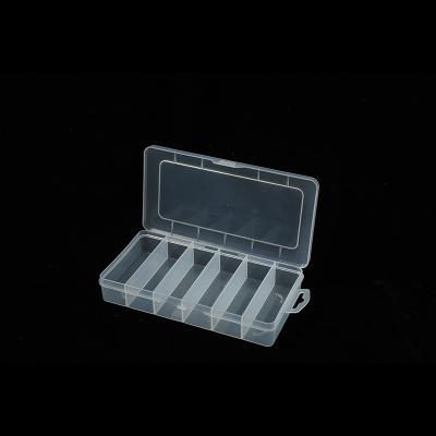 China 6 Grid Viable Good Quality Transparent Plastic Storage Box with Hook Jewelry Nail Art Accessories Hardware Desktop Organizer Hanging Box for sale