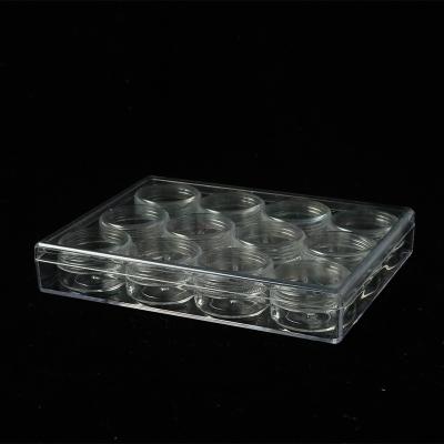 China 5g 12pc Round Bottle Storage Set New Viable Original Clear Plastic Nail Manicure Eyeshadow Cream Bottle Base Base Set for sale