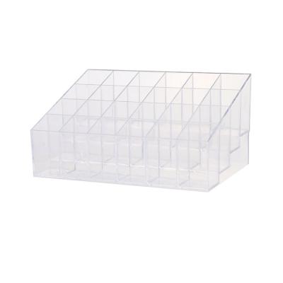 China Recyclable Factory Selling 24/36/40 Transparent Grid Lipstick Display Stand Makeup Lipstick Eyebrow Pencil Box Cosmetics Organizer for sale