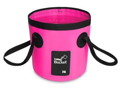 China Amazon Hot Sale 10L 20L Outdoor Logo Seamless Custom Soft PVC Foldable Bucket Outdoor Carry Folding Bucket for sale