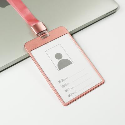 China Fashion Factory Sales 7.5*12CM ID Card Holder with Lanyard Aluminum Alloy Badge Holders for sale