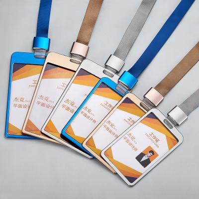 China Fashion Factory Selling 7.5*12CM ID Card Holder Aluminum Alloy Working To Lead Lanyard for sale