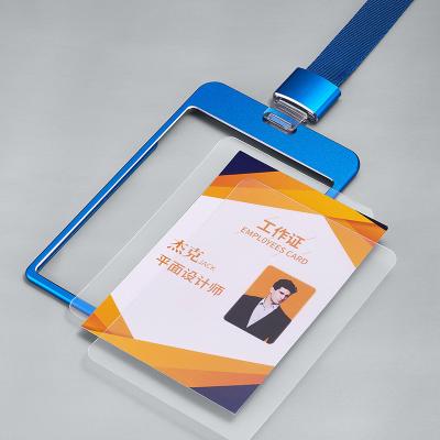 China Vogue factory selling 7*11CM ID card holder aluminum alloy working to train lanyard for sale