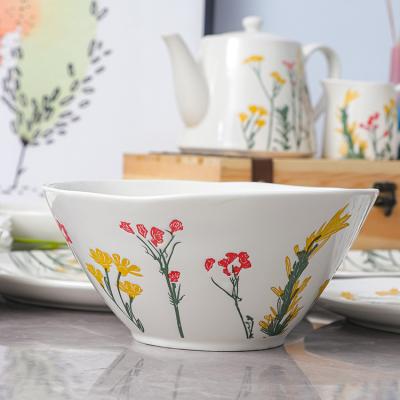 China Japanese-style Statistical Institute ceramic rice bowl tableware flower pattern viable pastoral creative custard container home restaurant for sale