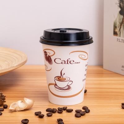 China Customizable Instant Wholesale Takeaway Modern 12oz Customizable Eco Friendly Creative Printed Paper Paper Disposable Coffee Cups With Lids for sale