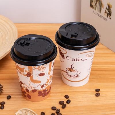 China Customizable Wholesale Takeaway Modern 16oz Customizable Eco Friendly Creative Printed Paper Paper Disposable Coffee Cups With Lids for sale